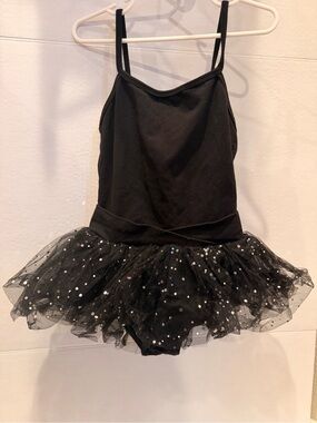 Girls Black Sparkle Tutu Leotard Dance Costume